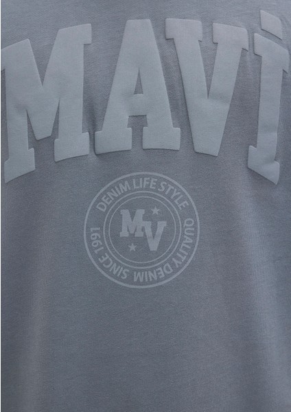 Mavi Baskılı Gri Tişört 0612897-80889