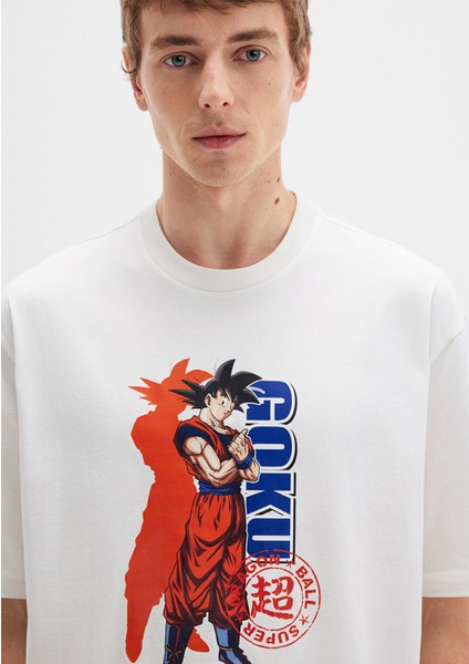 Dragon Ball Baskılı Beyaz Tişört 0612927-70057