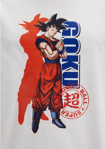 Dragon Ball Baskılı Beyaz Tişört 0612927-70057