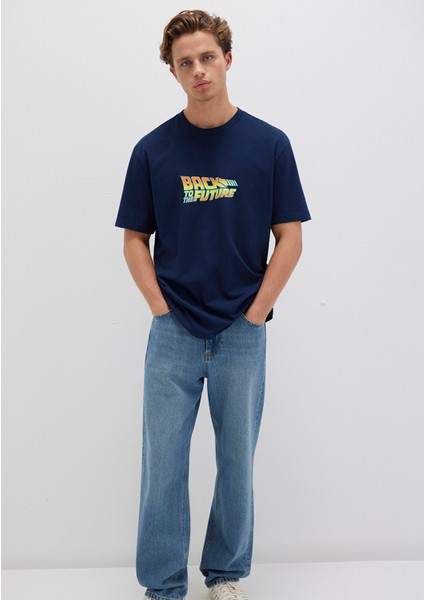 Back To The Future Baskılı Lacivert Tişört 0612925-89353 fiyatları