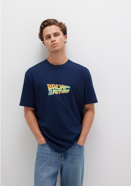 Back To The Future Baskılı Lacivert Tişört 0612925-89353 modelleri