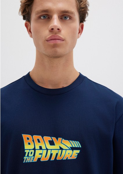 Back To The Future Baskılı Lacivert Tişört 0612925-89353
