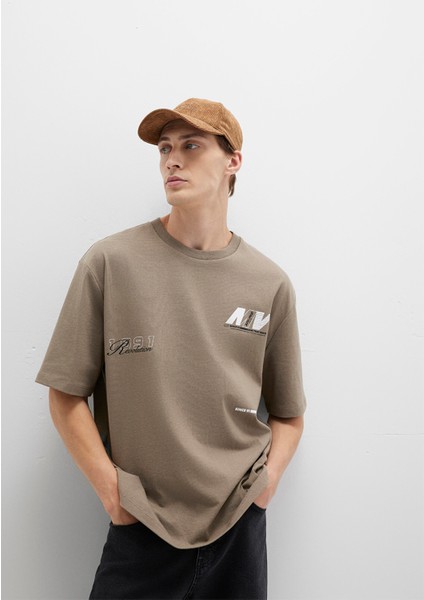 Baskılı Haki Tişört 0612912-70355