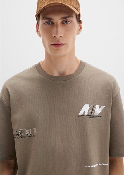 Baskılı Haki Tişört 0612912-70355