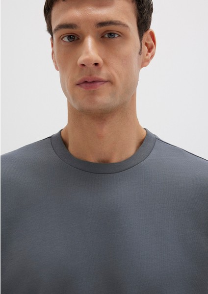 Bisiklet Yaka Antrasit Basic Tişört 0611596-80776