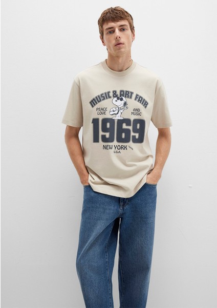 Snoopy Baskılı Bej Tişört 0612928-70322 fiyatları