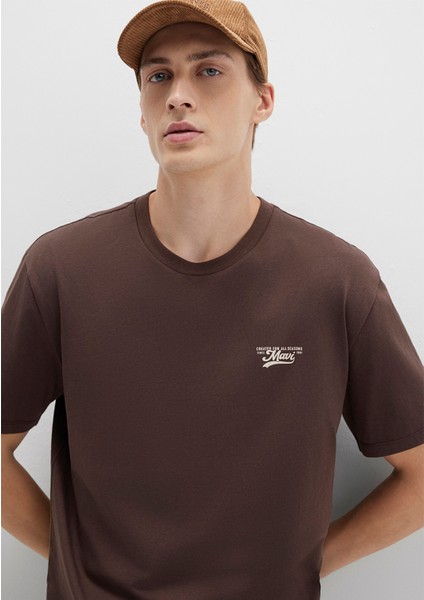 Mavi Baskılı Kahverengi Tişört 0612840-88067 modelleri