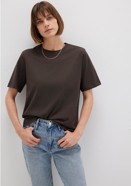 Kahverengi Basic Tişört 1600965-90707 modelleri