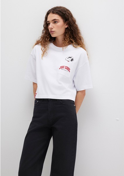 Snoopy Baskılı Beyaz Tişört 1613669-620 modelleri