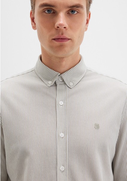 Çizgili Haki Gömlek 0211402-91332