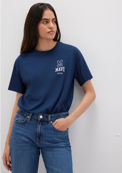 M Logo Baskılı Lacivert Tişört 1613467-70488 fiyatları