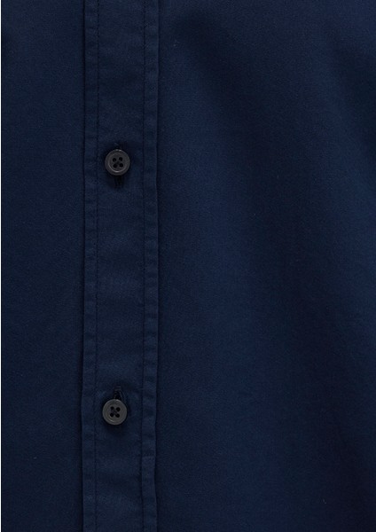 Tencel Tm Liyosel Karışımlı Lacivert Gömlek 0211805-82318