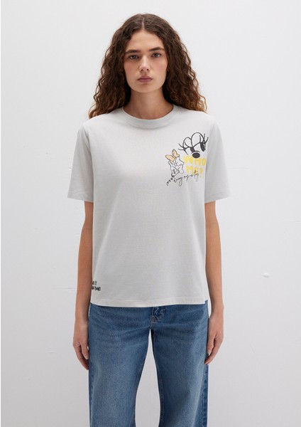 Mickey Mouse Baskılı Gri Tişört 1613673-70077 fırsatları