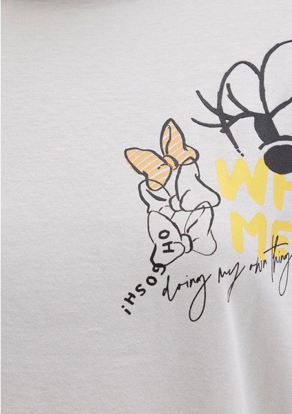 Mickey Mouse Baskılı Gri Tişört 1613673-70077