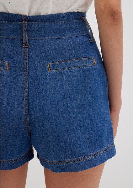 Kemer Detaylı Denim Şort 1410214-86971