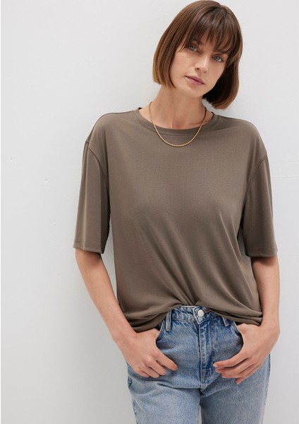 Kahverengi Tencel Tm Modal Basic Tişört 1611897-83866 modelleri