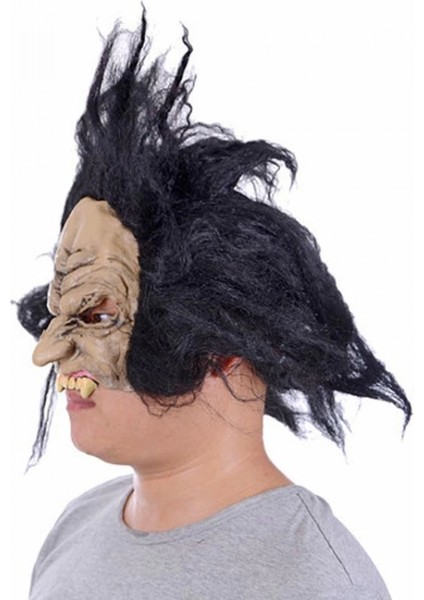 Lateks Dişli Korku Maskesi Saçlı Yarım Surat fiyatları