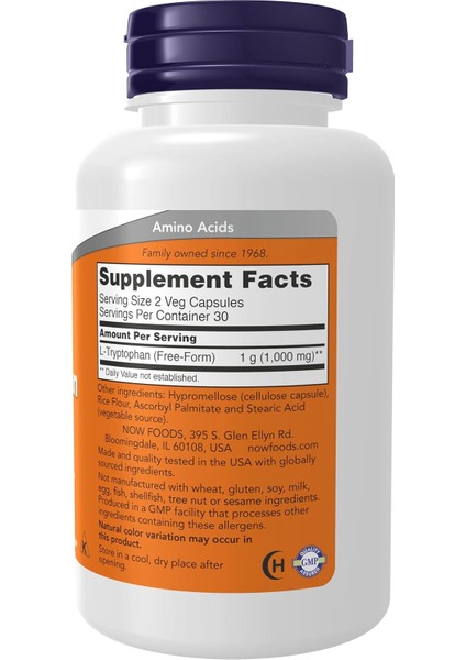 Foods L-Tryptophan 500 Mg Encourages Positive Mood Supports Relaxation 60 Veg Caps fiyatları