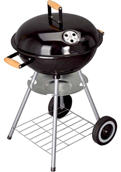 Yuvarlak Kömürlü Mangal Ahşap Kulplu Tekerlekli Mangal 39 cm indirimleri