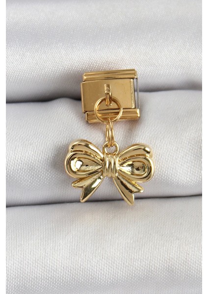 316L Çelik Sallantılı Fiyonk Model Gold Renk Nomination Charm