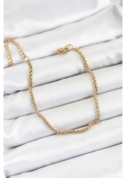 316L Çelik Gold Renk Örgü Burgu Zincir Erkek Bileklik