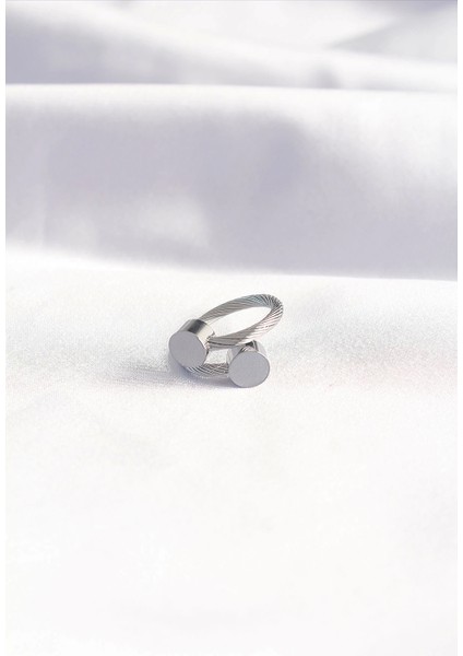 316L Çelik Gümüş Renk Oval Aksesuarlı Burgu Model Bileklik ve Yüzük Kombini modelleri