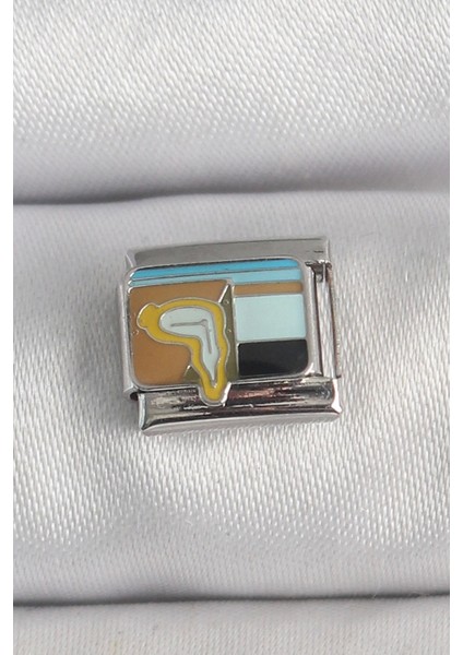 316L Çelik Gümüş Renk Renkli Portre Model Nomination Charm