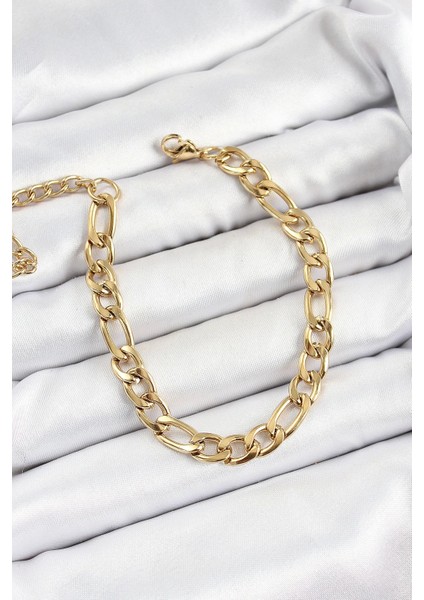 316L Çelik Gold Renk Kalın Zincir Erkek Bileklik