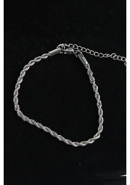 316L Çelik Halat Model Gümüş Renk Erkek Bileklik