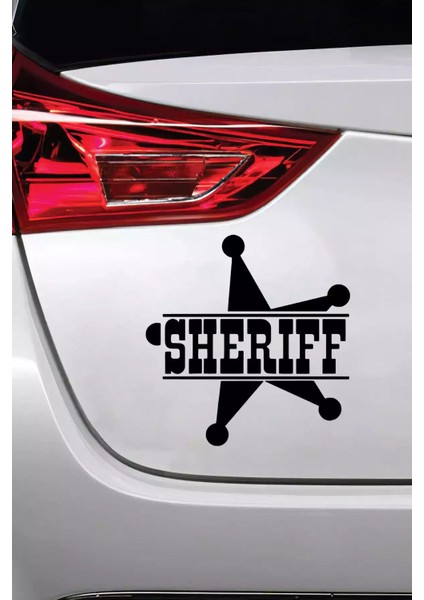 Sheriff Amblem Sticker Oto Motor Laptop Duvar Folyo Sticker 20 x 20 cm modelleri