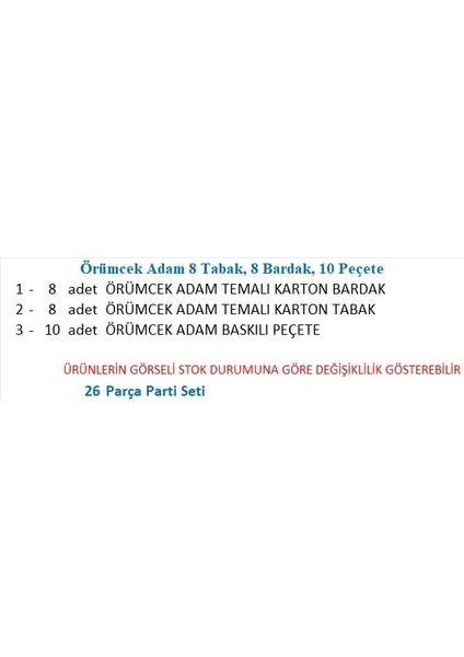 Örümcek Adam 8 Tabak, 8 Bardak, 10 Peçete fiyatları