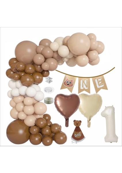 One 60 Balonlu, 1 Yaş Kalpli Set