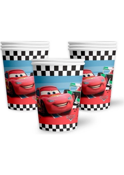Cars, (Arabalar), Şimşek Mcqueen 8 Adet Tabak, 8 Adet Bardak, 10 Çatal modelleri