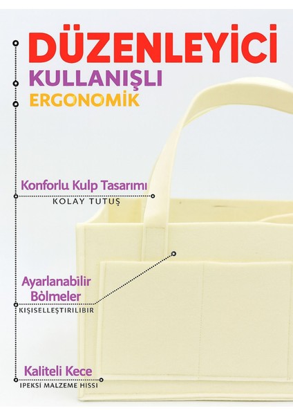 Krem Keçe Anne Bebek Bakım Çantası Yenidoğan Için Organizer Düzenleyici modelleri