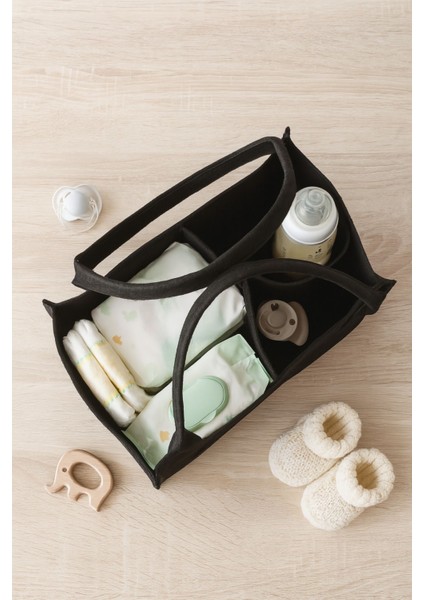 Siyah Keçe Anne Bebek Bakım Çantası Yenidoğan Için Organizer Düzenleyici modelleri