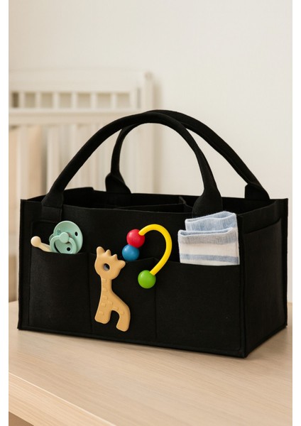 Siyah Keçe Anne Bebek Bakım Çantası Yenidoğan Için Organizer Düzenleyici fırsatları