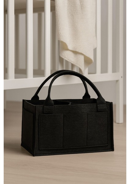 Siyah Keçe Anne Bebek Bakım Çantası Yenidoğan Için Organizer Düzenleyici indirimleri