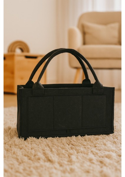 Siyah Keçe Anne Bebek Bakım Çantası Yenidoğan Için Organizer Düzenleyici