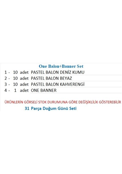One Banner+Balon Seti fiyatları