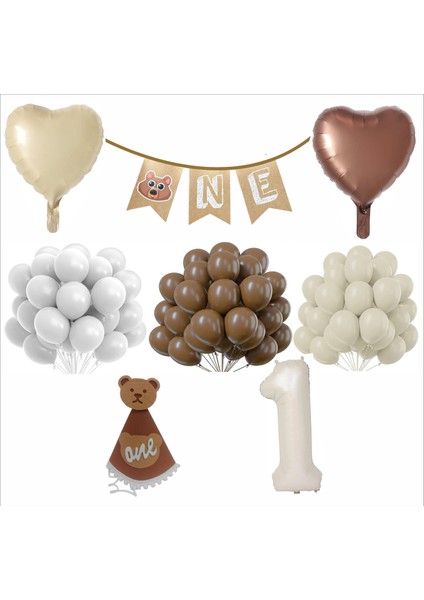 One 30 Balonlu, 1 Yaş Kalpli Set