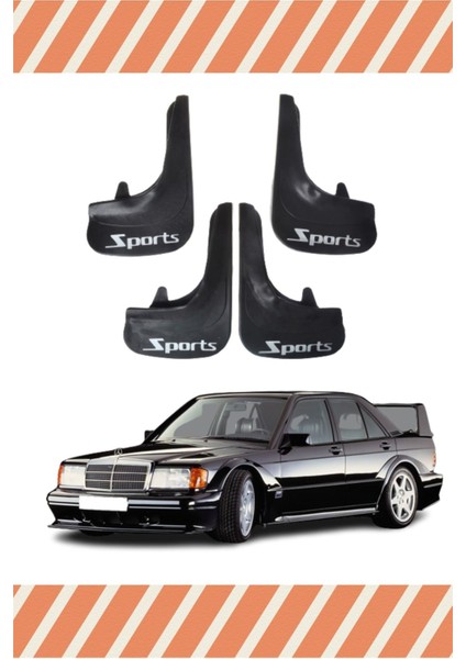 Mercedes 190 E Sports Yazılı 4'lü Tozluk Çamurluk Paçalık