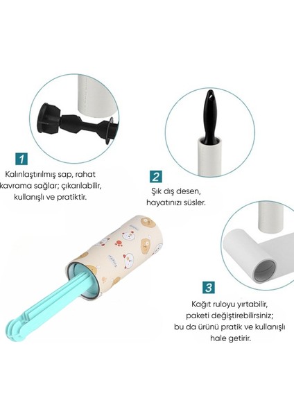 Kedi/köpek Tüy Toplama Rulosu - D-Pet - Tekli - Su Yeşili (8667) fiyatları