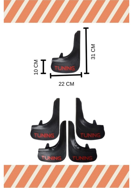 Honda Civic 2007-2012 Tunıng Yazılı 4'lü Tozluk Çamurluk Paçalık fiyatları