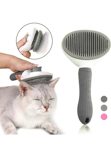 Kedi Tarağı - Otomatik Temizlenen Tuşlu - Gri (8601) fiyatları