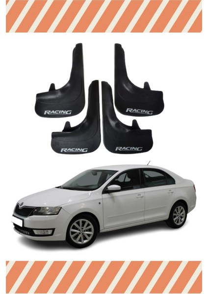 Skoda Rapid Racing Yazılı 4'lü Tozluk Çamurluk Paçalık