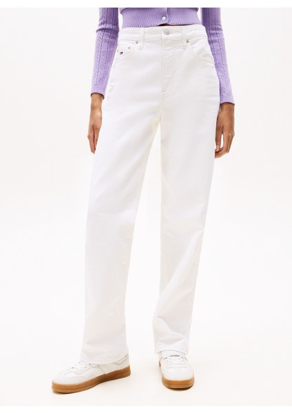 Yüksek Bel Düz Paça Slim Straight Beyaz Kadın Denim Pantolon DW0DW204811D0 modelleri