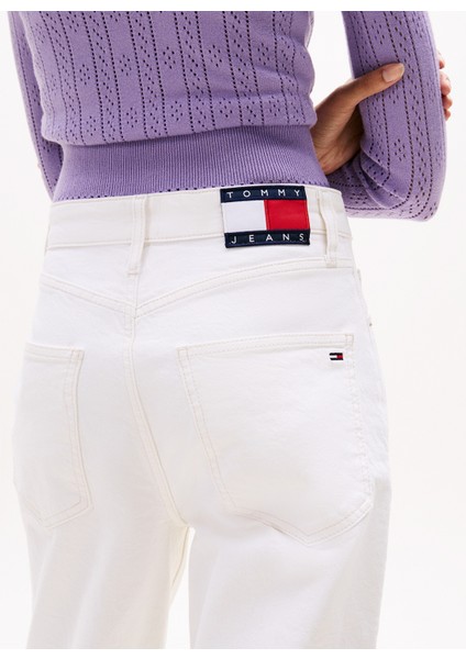 Yüksek Bel Düz Paça Slim Straight Beyaz Kadın Denim Pantolon DW0DW204811D0 fırsatları