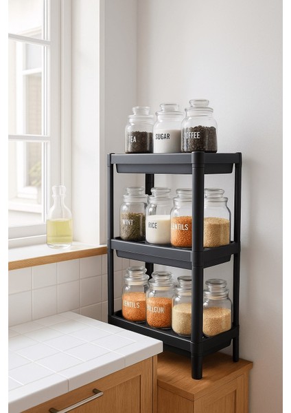 Flex Elite Pro 3 Katlı Mat Siyah Modüler Dikdörtgen Raf Ünitesi – Mutfak Rafı, Banyo Düzenleyici ve Organizer fiyatları