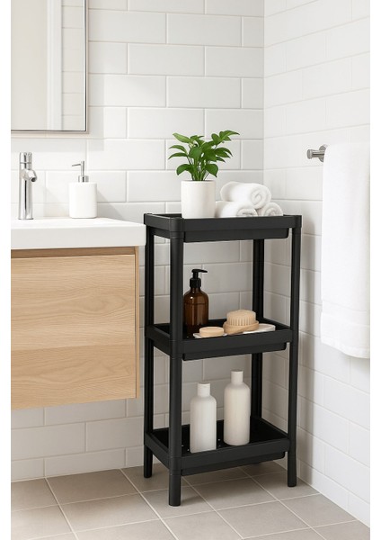 Flex Elite Pro 3 Katlı Mat Siyah Modüler Dikdörtgen Raf Ünitesi – Mutfak Rafı, Banyo Düzenleyici ve Organizer fırsatları