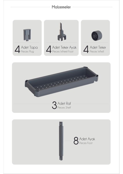 Flex Elite Pro 3 Katlı Mat Siyah Tekerlekli Çok Amaçlı Raf Ünitesi – Banyo, Mutfak & Organizer - S-81.1 indirimleri